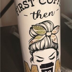White Travel Mug with Fun Graphic